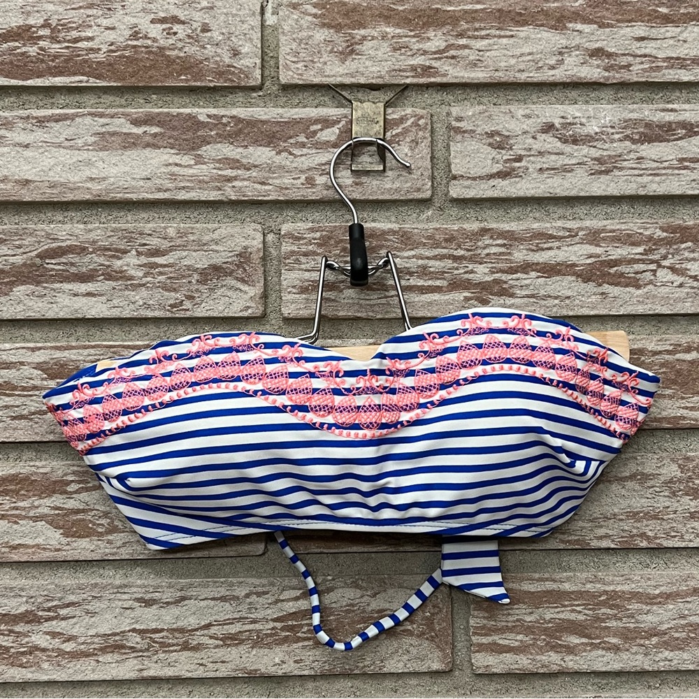 Blue, White and Pink Bikini Top